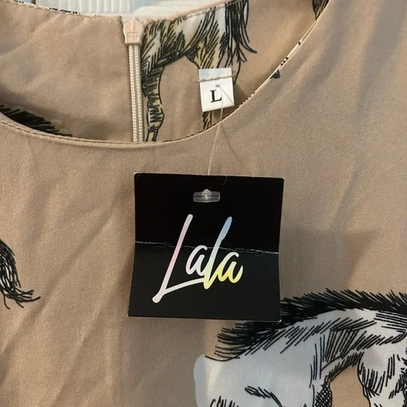 Nwt LALA Tan Horse Print Jumpsuit Large - Picture 3 of 7